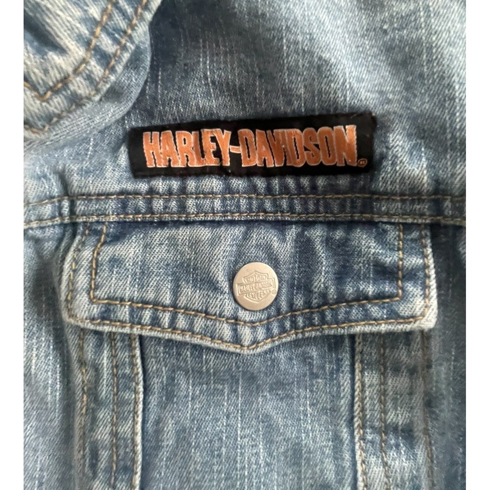 Harley Davidson Kids Denim Jacket Size 7 Trucker Motorcycle Jean - Picture 5 of 9